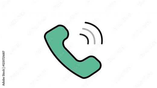 Animated Ringing Phone Icon for Communication and Customer Support