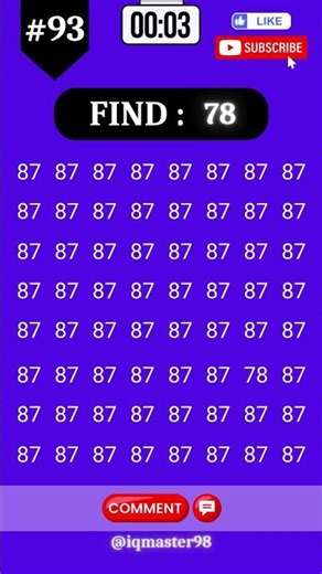 Only 1% Can Spot 78 Before Time Runs Out #iqtest #shorts