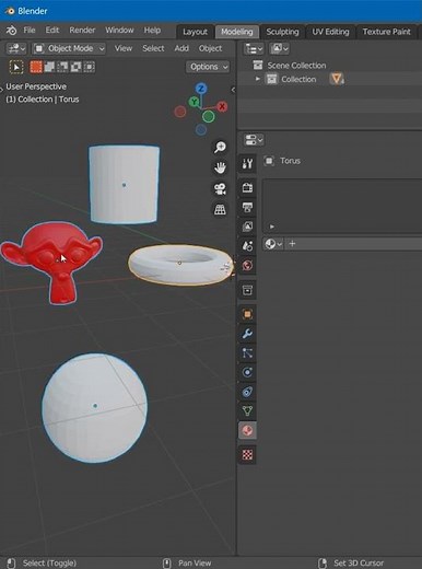 Como aplicar o mesmo material em vários objetos, no Blender
