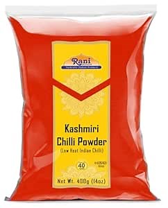 Rani Kashmiri Chilli Powder (Deggi Mirch, Low Heat) Ground Indian Spice 14oz (400g) ~ All Natural, Salt-Free | Vegan | No Colors | Gluten Friendly | NON-GMO | Kosher | Indian Origin