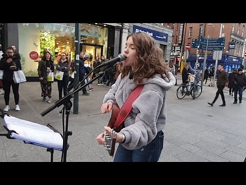 Allie Sherlock performing on Grafton Street in Dublin, Ireland