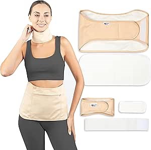 6 in 1 Castor Oil Pack Wrap - Liver Detox, Inflammation and Insomnia - Reusable Velcro Leakproof and Adjustable Waist & Neck Wrap, Absorbent Cotton Flannel and Elastic Extension Band for Larger Size