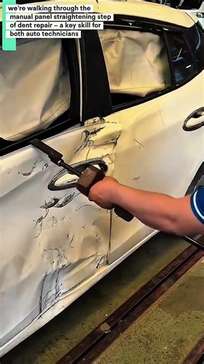 Car Door Dent Repair - Manual Panel Straightening Process | Educational Short‎