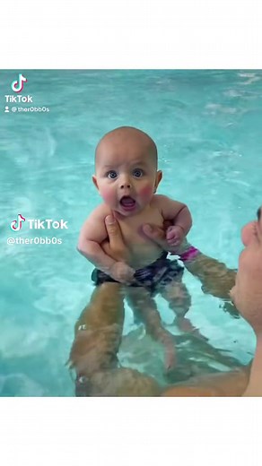 Baby Swimming in the Pool: First Time Experience