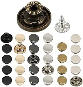 30 Sets of Metal Buttons, 6 Colors to Match Freely, Suitable for Loose Fitting Clothes Such as Jeans, Sturdy and not Easy to Fall Off, Seamless Thread, ARTBTNM01