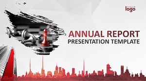Annual Report Powerpoint Templates - Business & Finance, Red, Silver Backgrounds