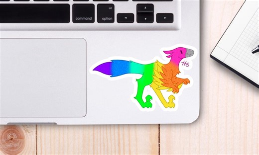 Rainbow GLITTER Velociraptor Sticker - Etsy