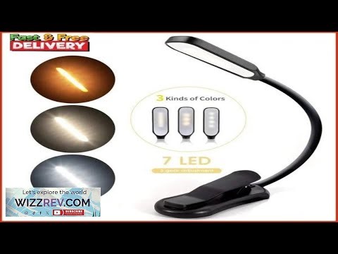 7 LED Book Light USB Rechargeable 3 Level Adjustable Clip on Reading Lamp