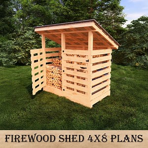 DIY 4x8 Ft Firewood Shed Plans, Enclosed Wooden Shed With Airflow Design, Backyard Storage for Dry Firewood, DIY Timber Shelter for Neat - Etsy