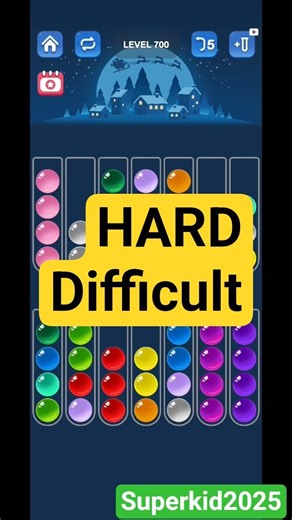 Level 700 Ball Sort Puzzle (Relaxing Sound) #veryharddifficulty