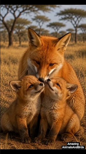 🦊 Red Fox Family Adventure in the Savannah 🌿 | Two Adorable Baby Fox Cubs | Cute Wildlife Moments