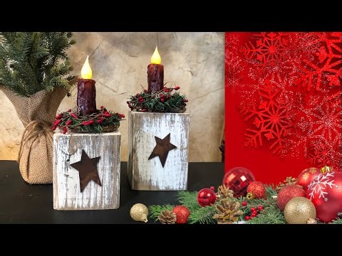 Rustic Country Christmas 4x4 Candles