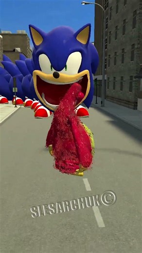 Who scared Cartoon Cat and Sonic Hungry Worm ? #garrysmod #shorts