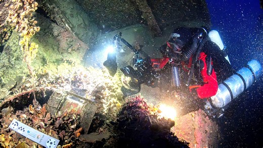 Eerie images show century-old wreck of Titanic's sister ship as divers recover artifacts for first time