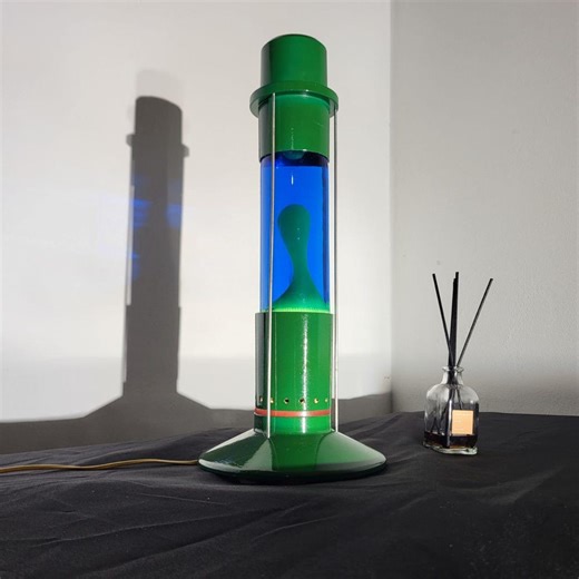 Vintage Lava Lamp, Green Base, Blue Liquid, Retro Night Light (17-inch) - Etsy