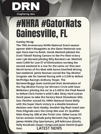 #NHRA #GatorNats Sunday Full Event Recap #DragRacing #News