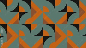Geometric dynamic tiles in a retro mosaic in a warm color palette. A seamless loop motion graphic animation in a classic flat style