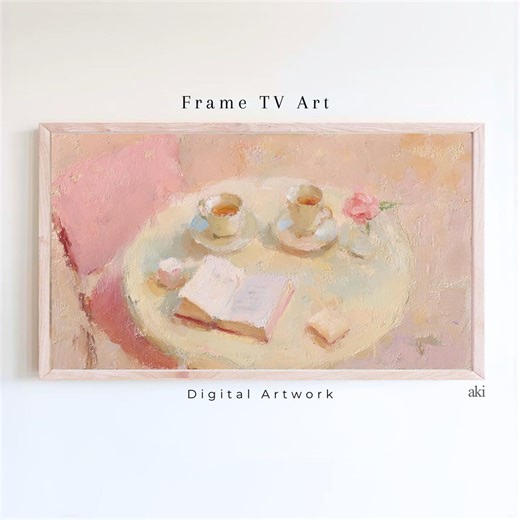 Pastel Still Life Art for Samsung Frame TV Art Cozy | Soft Tea Table Cafe Painting Romantic Still Life Spring Interior (digital Download) - Etsy