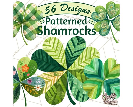 56 Png, Patterned Four-leaf Clover Clipart, St Patrick’s Day PNG, Green Shamrock Printable, Striped, Polka Dot, Floral, Whimsical Clover PNG - Etsy