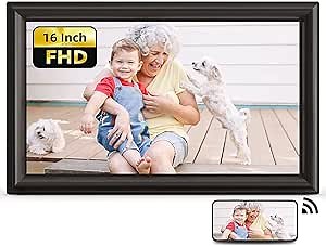 NexFoto Large 16 Inch 1080P Digital Photo Frame 32GB with Remote Control, WiFi Digital Picture Frame with IPS Touch Screen, Easy to Share Photos Video via App, Wall-Mountable, Gift for Grandparents