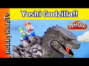Huge Godzilla Toy Takes On Super Mario World and Smashes Play-Doh with HobbyKids