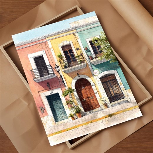 Mérida Colonial Architecture Watercolor Art Print Facades Graceful Arches Timeless Elegance Historic Yucatan Mexico Travel Poster Gift Decor - Etsy Australia