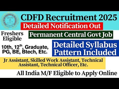 📢 CDFD Recruitment 2025 | BRIC CDFD Recruitment 2025 | Permanent Central Govt Job | 10th/12th Pass