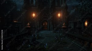 Camera is flying to the door of a gothic church - realistic 3d animation, Gothic Architecture