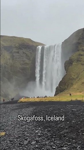 Misty Landscapes Surrounding Skogafoss Waterfall in Iceland