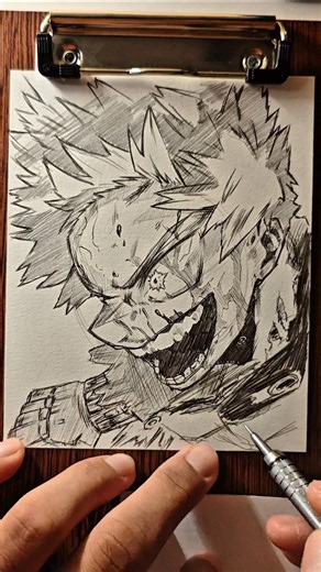 ⛩️sᴀᴍᴜ_ᴅʀᴀᴡs⛩️ on Instagram: "How to draw bakugou... Fast🔥 . . . Fallow me 🙂 #drawing #bakugou #myheroacademia #anime"