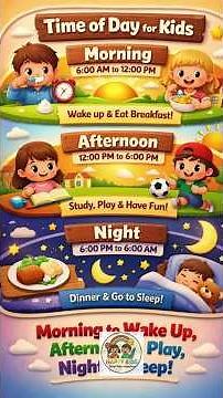 Time of the Day for Kids | Morning, Afternoon, Evening & Night | Learn Time in English #shorts #time