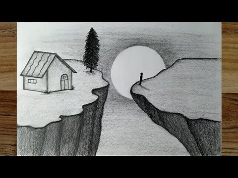 easy nature drawing | step by step pencil drawing | pencil sketch for beginners