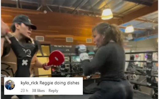 "Reggie doing dishes" - NFL Star Reggie Bush's wife Lilit Bush shocks fans with her boxing skills