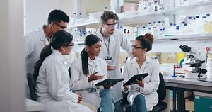 clip-1108169397-people-scientist-tablet-meeting-planning-research-project