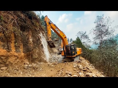 Mountain Road Construction: Extreme Rock Cutting & Hauling with Excavator | Excavator Planet