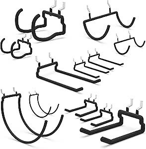 Heavy Duty Pegboard Hooks 12PC - Black Peg Board Hooks for Hanging Tools, Drill Holder, Only Fits 1/4" Peg Board, Ideal for garages, workshops, Craft Rooms, Retail Stores