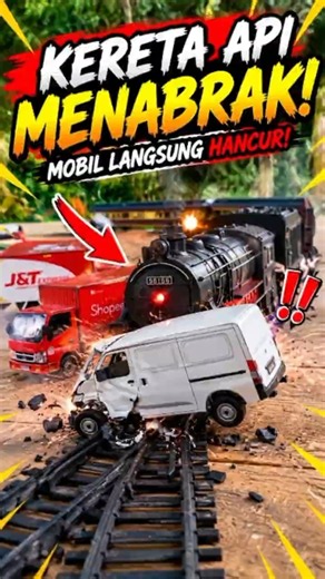 Drama tabrakan kereta FENFA Classic dengan mobil truk pengangkut pasir kebakaran #keretaapi #shorts