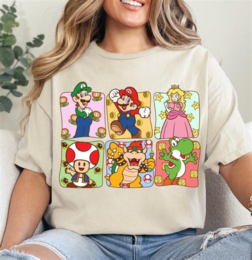 Retro Super Mario Bros T-shirt, Super Mario Characters Shirt, Super Mario and Friends Shirt,mario & Friends Party Shirt,super Mario Kart Tee - Etsy