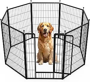 Dog Playpen 40 Inch 8 Panels, Heavy Duty Metal Pet Playpen Indoor Outdoor for Camping, Yard, RV, Garden Fence, Privacy Patio, Black