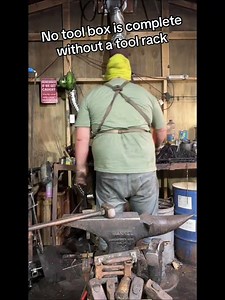 Tool rack forged for the new toolbox. Clean simple build.#ToolboxUpgrade #Metalworking #Blacksmith