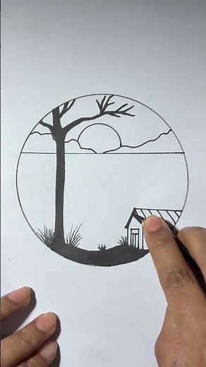 Easy realistic scenery drawing | Simple Step-by-Step Guide