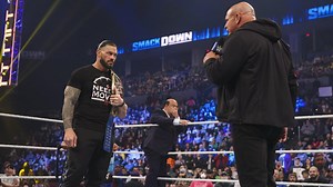 Goldberg comes to SmackDown en route to challenging Reigns for the Universal Title at WWE Elimination Chamber