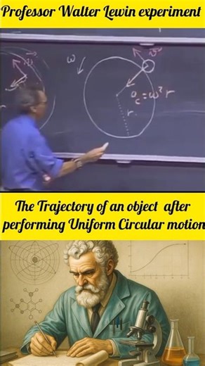 Professor Walter demonstrates the trajectory of object after performing uniform circular motion.