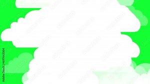 Cloud animation on green screen background. White clouds moved quickly.