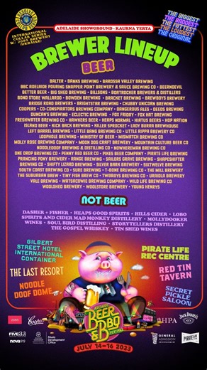 Adelaide Beer and BBQ Fest has just announced a thirst-quenching brewer lineup for 2023! With over 80 brewers, distillers and makers, check out what's in store and grab your tickets now 😋🍻 bit.ly/40QhdhM #SA | Moshtix