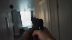 First-person Pov Of Person Drawing Handgun Stock Footage SBV-348804232 - Storyblocks