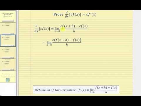 Proof - the Derivative of a Constant Times a Function: d/dx[cf(x)]