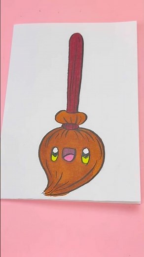 Escoba de bruja kawaii en 30s 🧹✨ | Dibujo rápido de Halloween