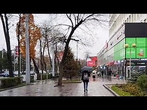 [4K] HD🇰🇬 Bishkek walking tour (Rainy Day) 3D downtown| Kyrgyzstan |Impersive sound|beauty of nature