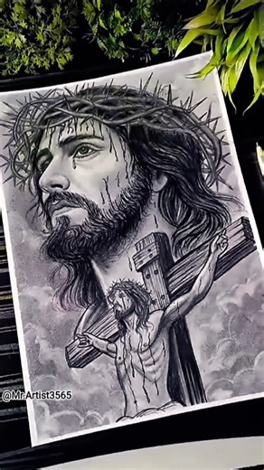 Lord Jesus Drawing Sketch✍🏻 Jesus Christ On The Cross #short #jesus #christmas #goodfriday #drawing
